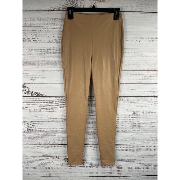 Express Leggings Women's XS Tan Camel Faux Leather Pull On Stretch Vegan Pants - Picture 2 of 8